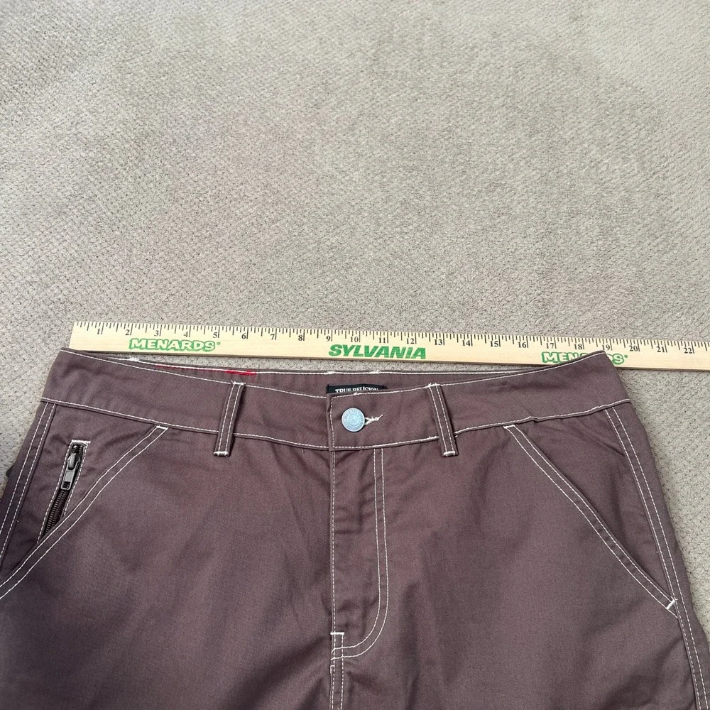 True Religion Mens Bracken Cargo Shorts Brown Contrast Stitch Y2K Style Size 34